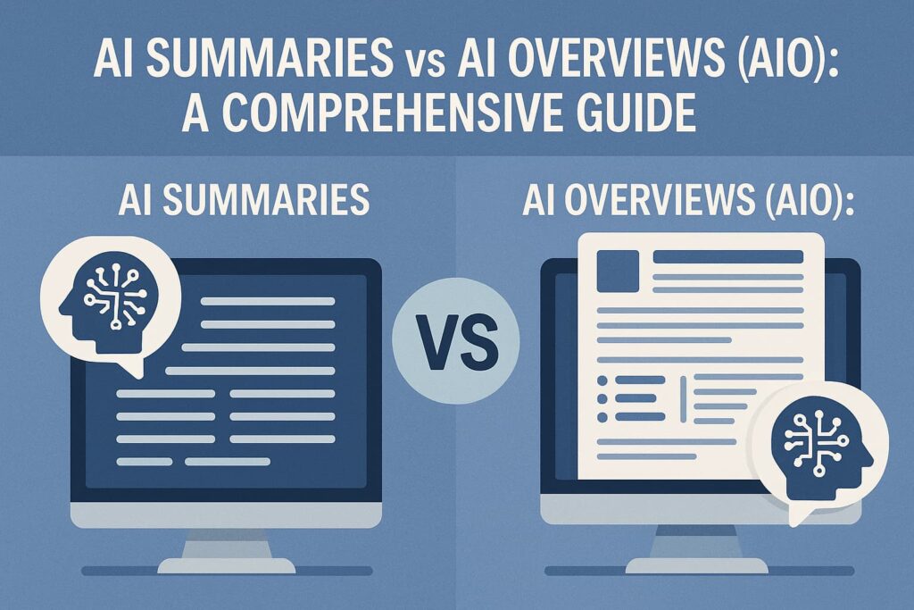 AI Summaries vs AI Overviews (AIO): A Comprehensive Guide